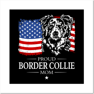 Proud Border Collie Mom American Flag patriotic merle dog Posters and Art